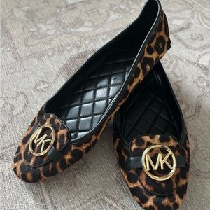 Michael Kors Black and Brown Leopard Flats